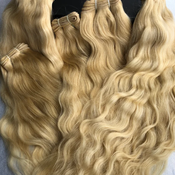 Raw Indian Hair Wet And Wavy Blonde.